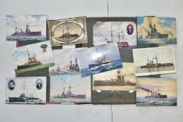 POSTCARDS, one album containing approximately one hundred and fifty WWI era Naval Battleship