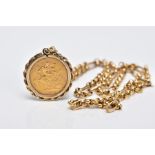 A MOUNTED GEORGIAN HALF SOVEREIGN PENDANT NECKLET, the half sovereign dated 1912, obverse