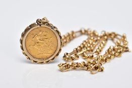 A MOUNTED GEORGIAN HALF SOVEREIGN PENDANT NECKLET, the half sovereign dated 1912, obverse