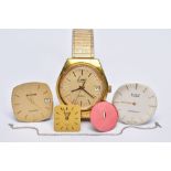 A GENTS 'LIMIT' WRISTWATCH AND WATCH PARTS, the quartz 'Limit' wristwatch, round gold dial signed '