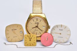 A GENTS 'LIMIT' WRISTWATCH AND WATCH PARTS, the quartz 'Limit' wristwatch, round gold dial signed '