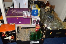 SIX BOXES AND LOOSE SUNDRY ITEM etc, to include a boxed Swan, 8 litre water heater, boxed two
