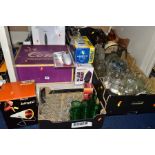 SIX BOXES AND LOOSE SUNDRY ITEM etc, to include a boxed Swan, 8 litre water heater, boxed two