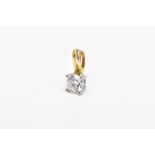 AN 18CT GOLD, DIAMOND PENDANT, designed with a claw set, round brilliant cut diamond, stamped