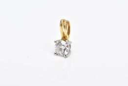 AN 18CT GOLD, DIAMOND PENDANT, designed with a claw set, round brilliant cut diamond, stamped