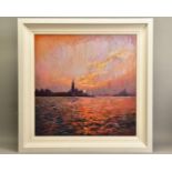 STEPHEN COLLETT (BRITISH CONTEMPORARY) 'VENICE LAGOON SUNSET' a Venetian view, signed bottom left,