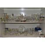 A QUANTITY OF GLASSWARE, including drinking glasses, Tutbury 'Georgian' Crystal brandy glasses,