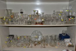 A QUANTITY OF GLASSWARE, including drinking glasses, Tutbury 'Georgian' Crystal brandy glasses,