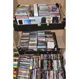 FOUR BOXES OF DVD'S AND CD'S, the DVD'S include 'Slumdog Millionaire', 'Braveheart', 'Winston