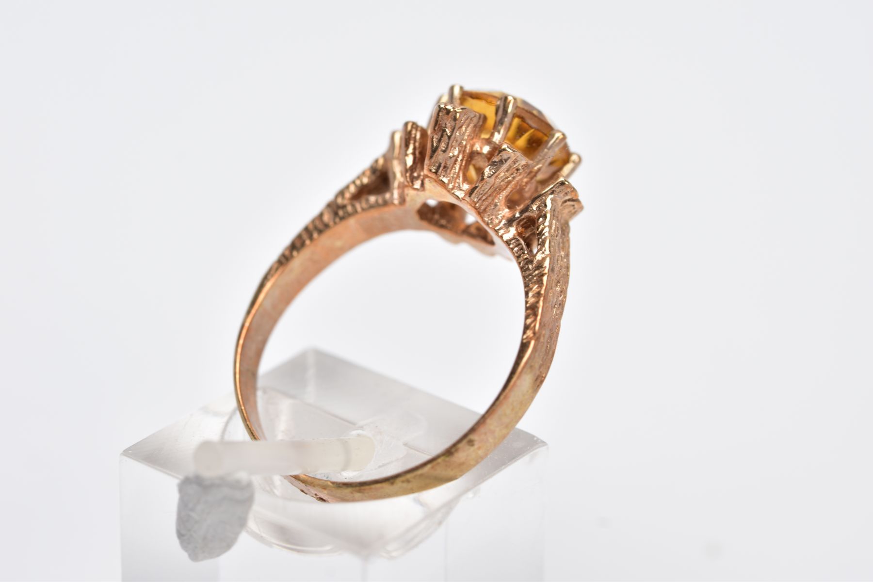 A 9CT GOLD SINGLE STONE CITRINE RING, a round mixed cut citrine measuring approximately 8.0mm in - Image 3 of 5