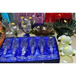 A GROUP OF GLASSWARE, to include boxed Bohemia Crystal flutes (x6), boxed Bohemia Crystal wines (x6)