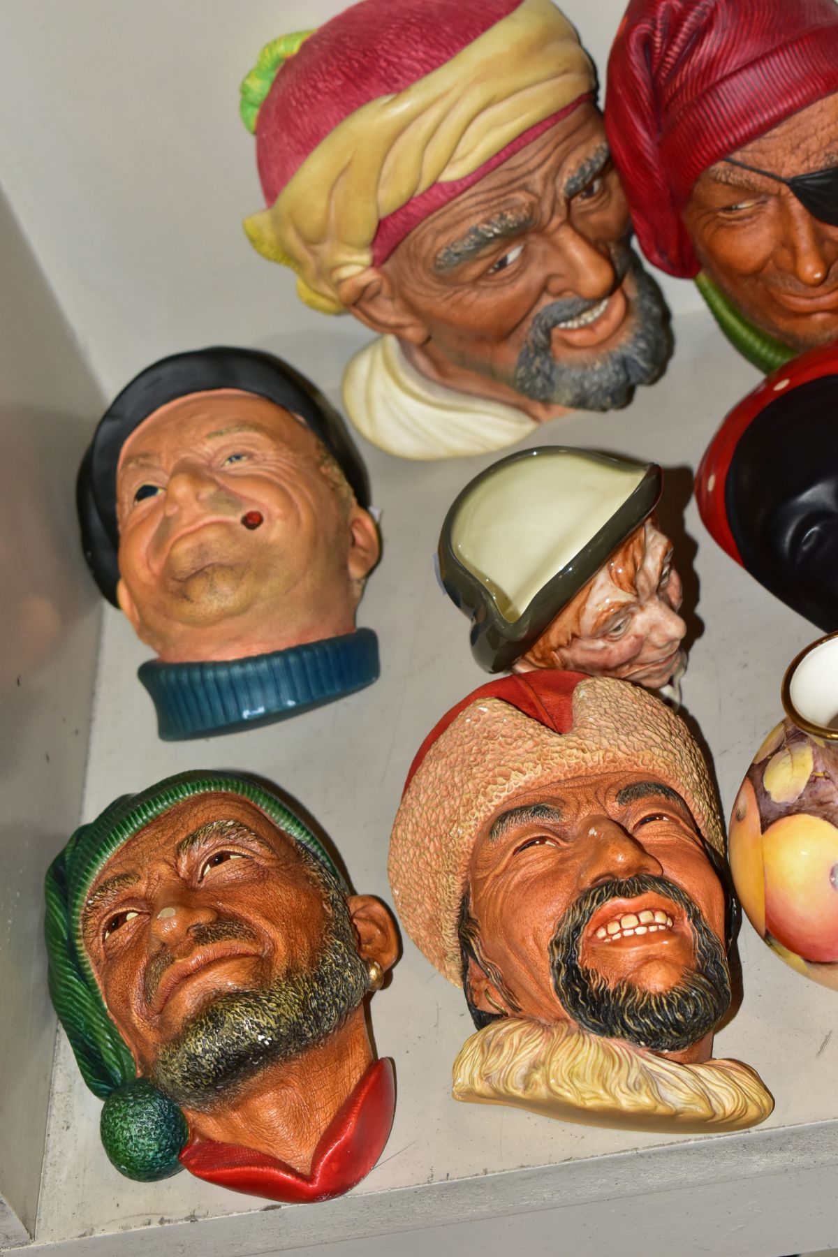 VARIOUS BOSSONS HEAD PLAQUES AND OTHER CERAMICS, to include Dunheved bud vase, handpainted fruit - Image 5 of 13