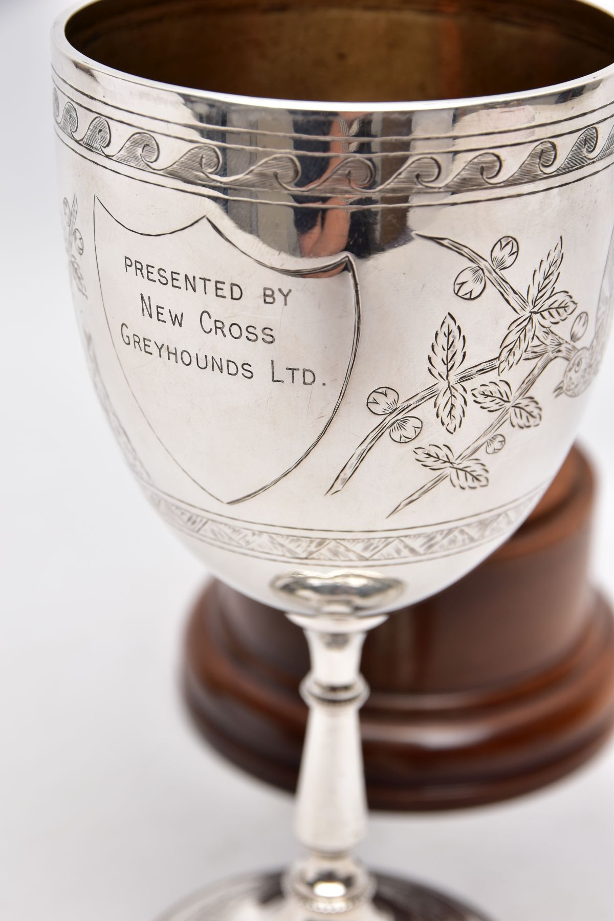 A LATE VICTORIAN SILVER TROPHY CUP, engraved foliate and bird design, engraved inscription ' - Image 6 of 8