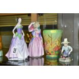 THREE ROYAL DOULTON FIGURES AND A VASE, comprising 'Figure of the Year 1997 Jessica' HN3850, 'Miss
