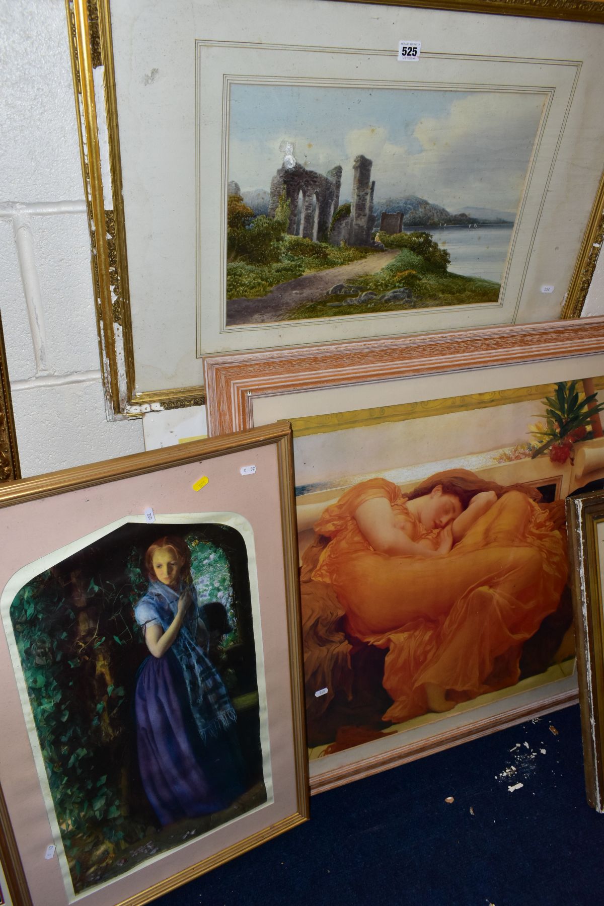 PAINTINGS AND PRINTS etc to include A Coleman watercolour of a figure seated before a ruined - Image 5 of 6