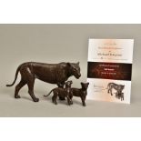 MICHAEL SIMPSON (BRITISH CONTEMPORARY) 'CUB SCOUTS', a limited edition bronze sculpture of a lioness