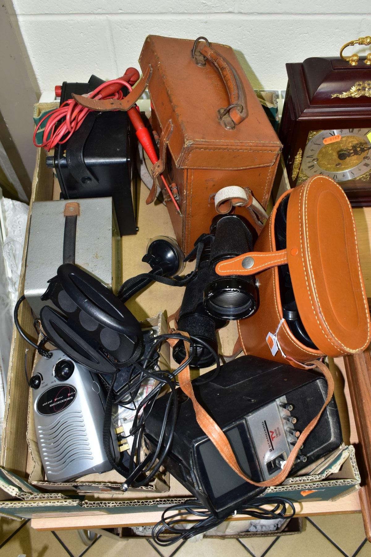 A BOX OF CASED AND LOOSE BINOCULARS, ELECTRICAL METERS, COINS, ETC, including a mid 20th century - Image 8 of 10