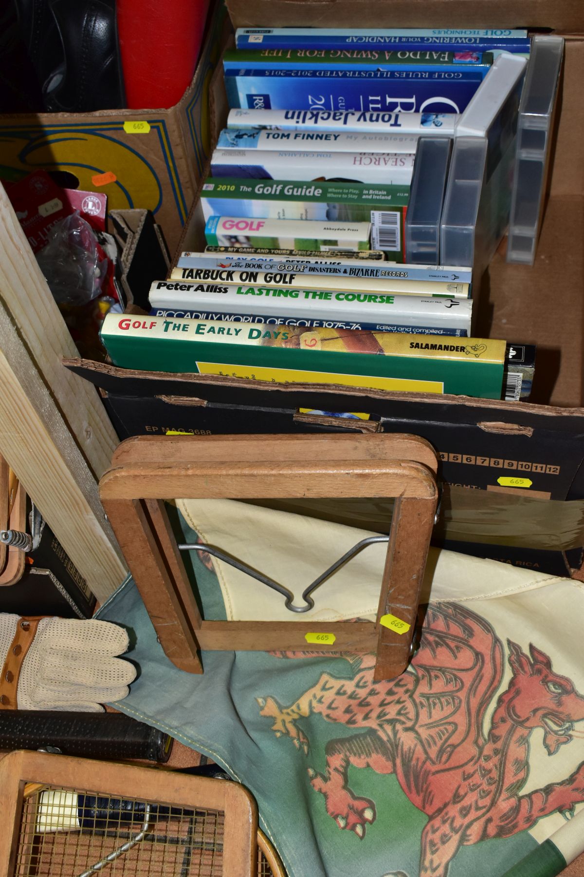 THREE BOXES OF SPORTING RELATED EQUIPMENT AND BOOKS, ETC, including golf balls, tees, Moor Hall Golf - Image 2 of 7