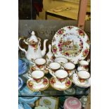 A ROYAL ALBERT OLD COUNTRY ROSES FIFTEEN PIECE COFFEE SERVICE, comprising coffee pot and cover,