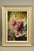 JOSE MANUEL REYES (SPANISH 1963) 'UVAS ROJAS II/RED GRAPES' a study of a bunch of grapes, signed