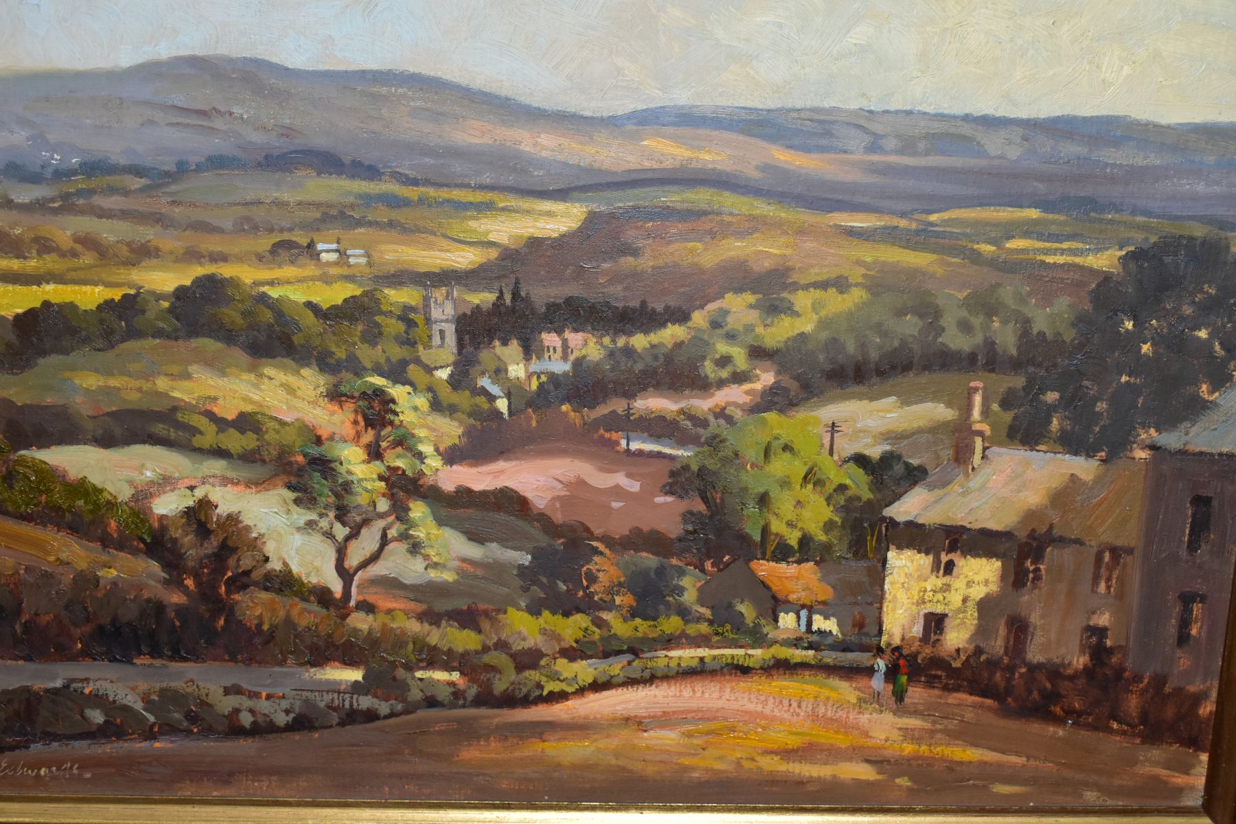 EDWARDS (20TH CENTURY) a rural landscape, signed bottom left, oil on canvas laid on board, framed, - Image 2 of 4