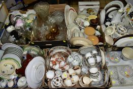 SIX BOXES AND LOOSE CERAMICS AND GLASSWARE, including assorted early 20th Century part tea sets, two
