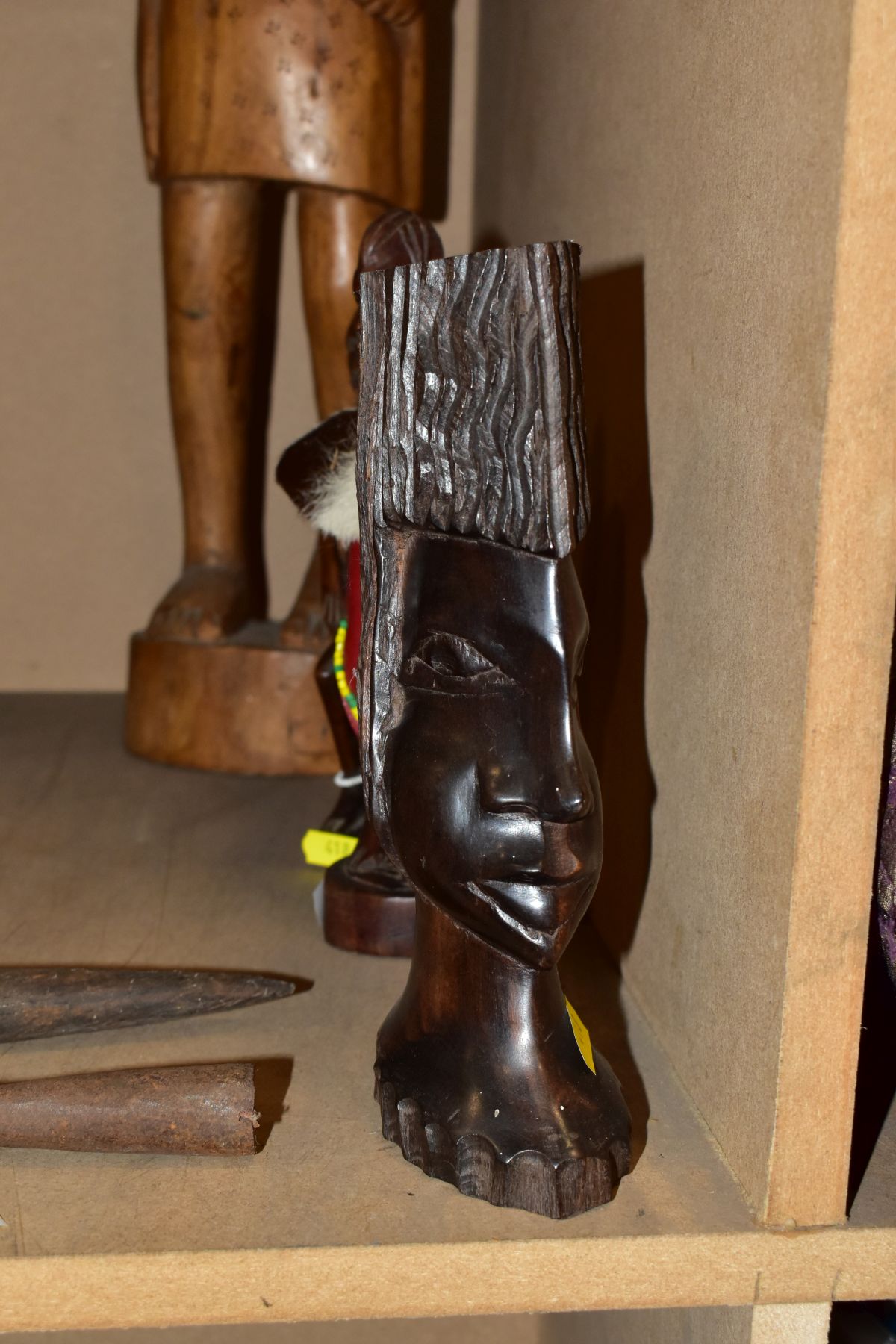 NATIVE ART INTEREST to include a hardwood carving of men climbing over each over, height - Image 8 of 14