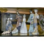 A GROUP OF SEVEN NAO, MIQUEL REQUENA AND OTHER SPANISH FIGURINES, including a Nao three piece