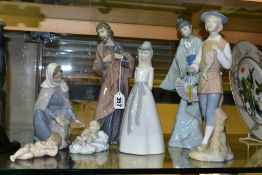 A GROUP OF SEVEN NAO, MIQUEL REQUENA AND OTHER SPANISH FIGURINES, including a Nao three piece