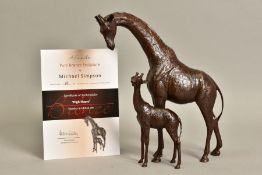 MICHAEL SIMPSON (BRITISH CONTEMPORARY) 'HIGH HOPES', a limited edition bronze sculpture of a giraffe