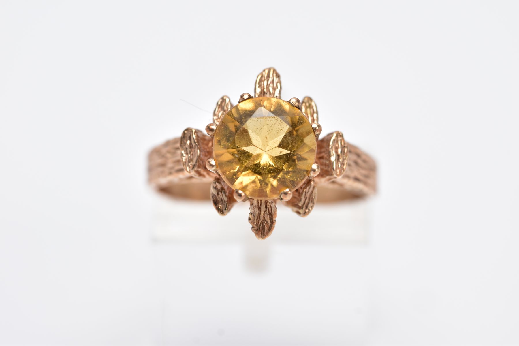 A 9CT GOLD SINGLE STONE CITRINE RING, a round mixed cut citrine measuring approximately 8.0mm in - Image 5 of 5