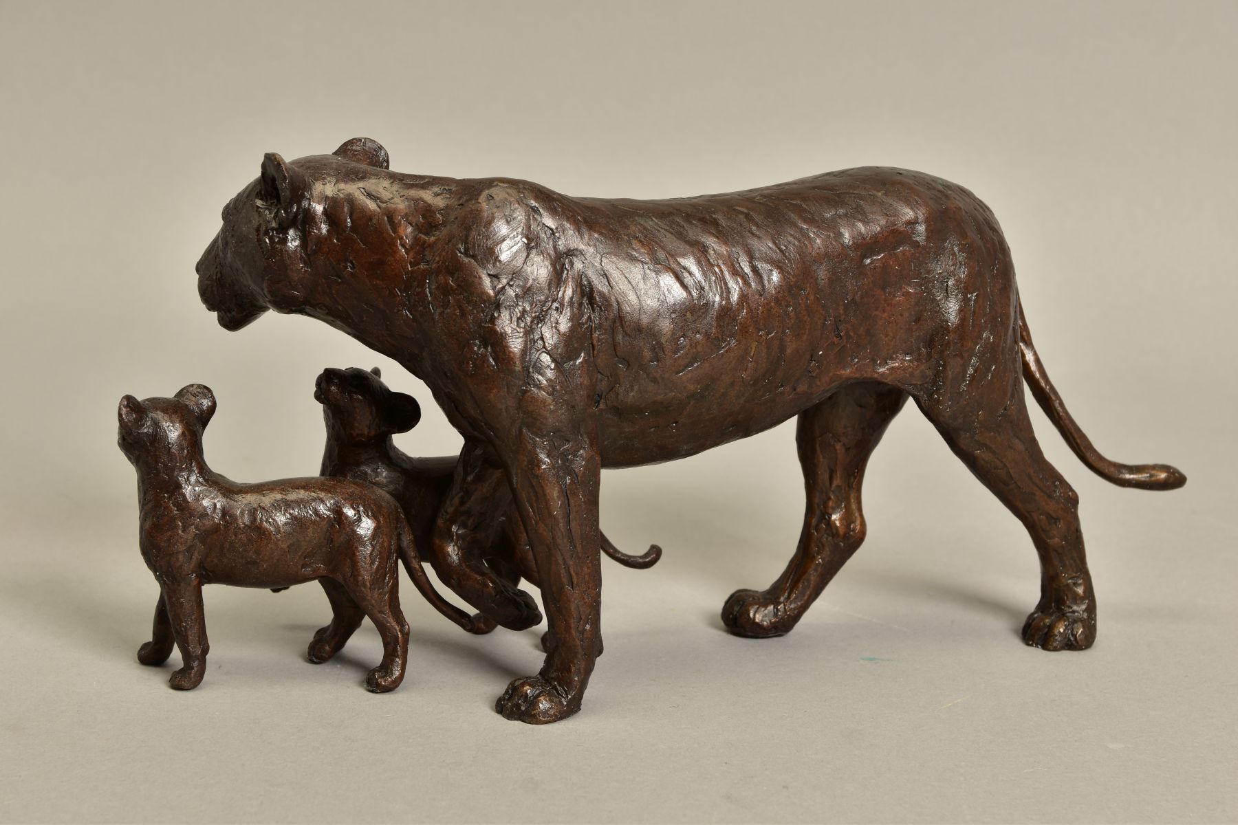 MICHAEL SIMPSON (BRITISH CONTEMPORARY) 'CUB SCOUTS', a limited edition bronze sculpture of a lioness - Image 3 of 6