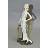 AN ALBANY BONE CHINA AND BRONZED 1920's FIGURINE, 'Waldorf', impressed mark to base, height 20cm (