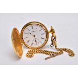 A MODERN GOLD PLATED CRADUS POCKET WATCH AND GOLD PLATED ALBERT CHAIN, mechanical hand wound