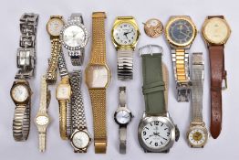 FOURTEEN ASSORTED WRISTWATCHES, mostly quartz movements, with names such as 'Limit, Sekonda,