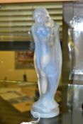 LUCILLE SEVIN - ETLING, an Art Deco style opalescent glass figure of a female nude with long flowing