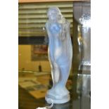 LUCILLE SEVIN - ETLING, an Art Deco style opalescent glass figure of a female nude with long flowing