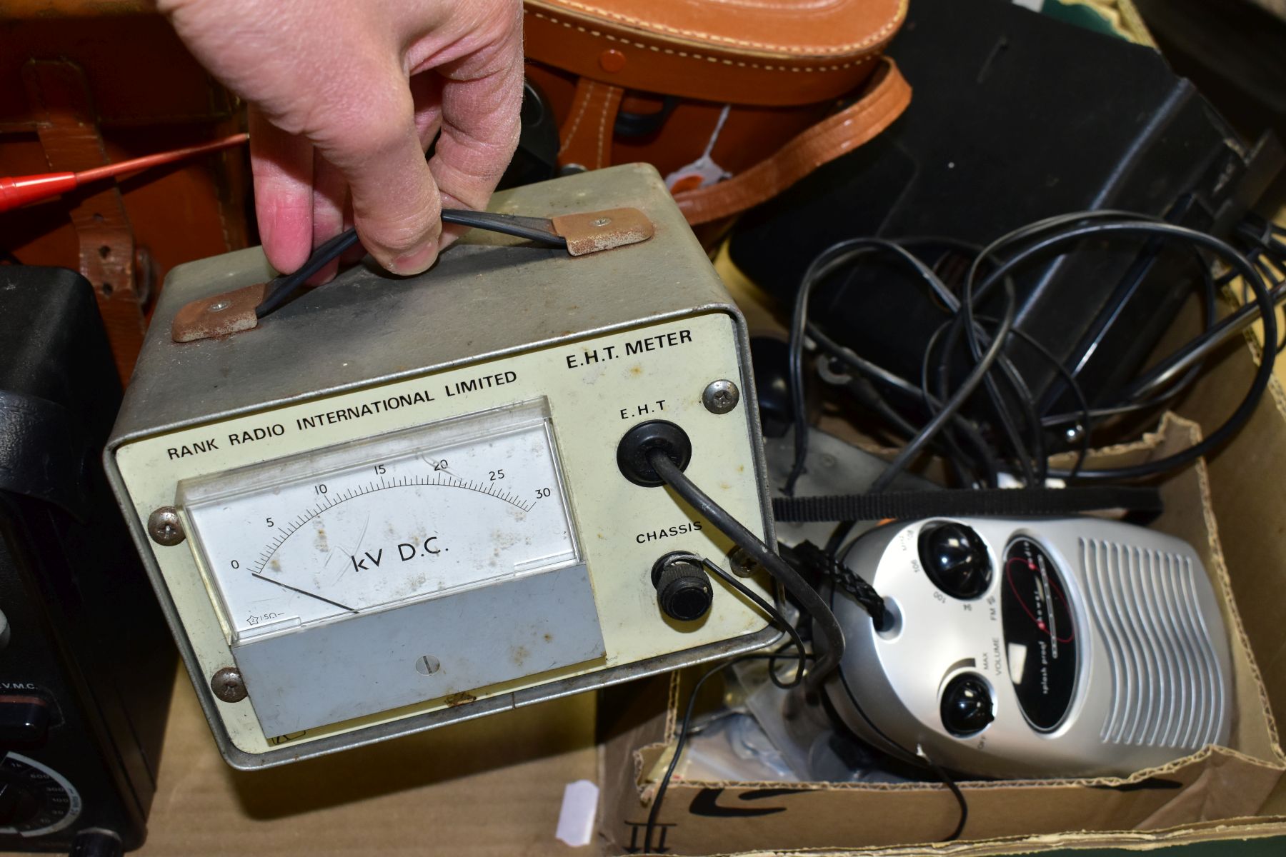 A BOX OF CASED AND LOOSE BINOCULARS, ELECTRICAL METERS, COINS, ETC, including a mid 20th century - Image 3 of 10