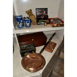 A GROUP OF ASSORTED ITEMS, including Wedgwood jasperware tea pot (lid has chips), hot water jug,