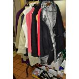 A COLLECTION OF LADIES CLOTHES, SHOES, HATS, SCARVES, BAGS, GLOVES, PURSES, including over nine