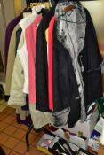 A COLLECTION OF LADIES CLOTHES, SHOES, HATS, SCARVES, BAGS, GLOVES, PURSES, including over nine