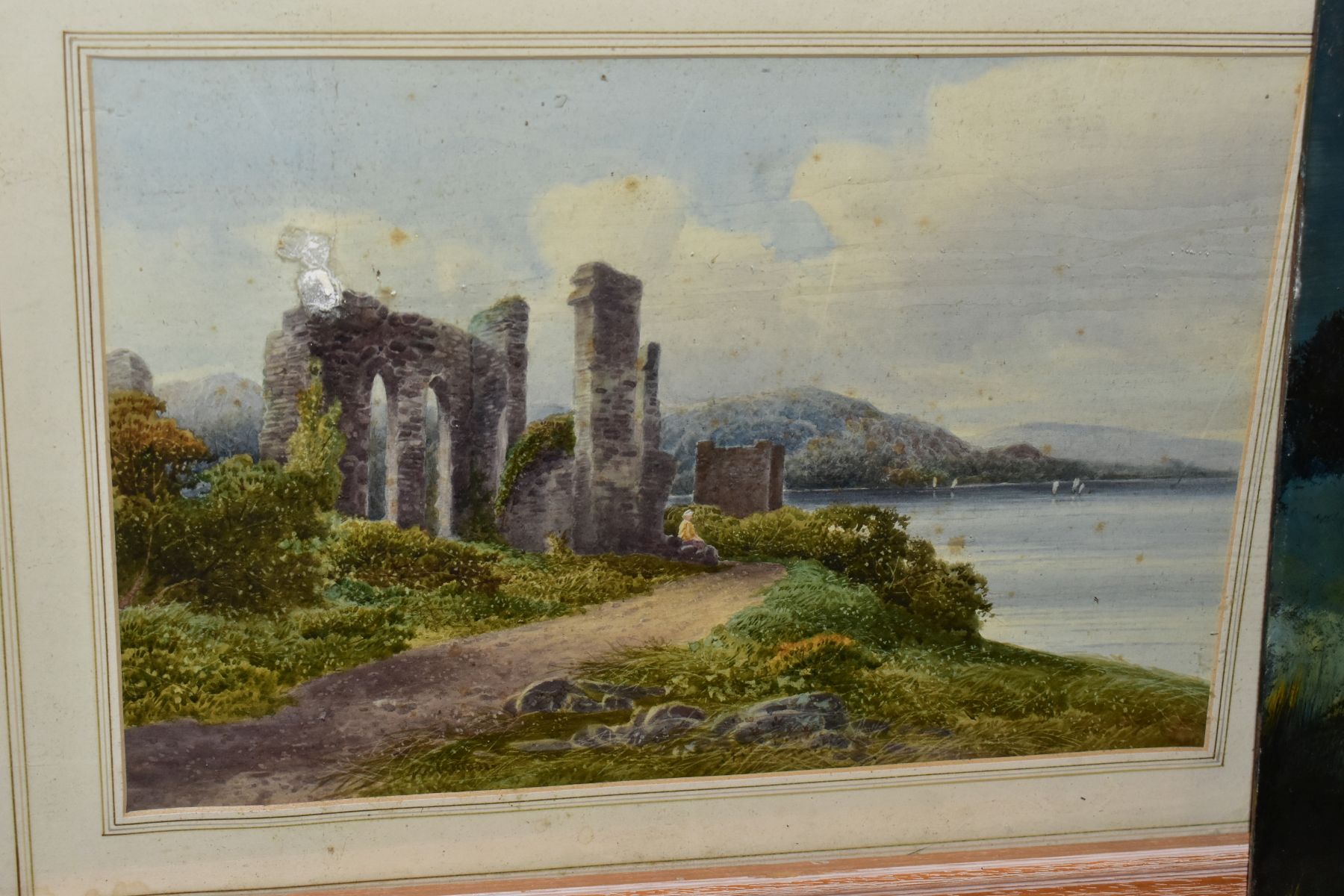 PAINTINGS AND PRINTS etc to include A Coleman watercolour of a figure seated before a ruined - Image 2 of 6