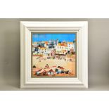 TOM BUTLER (BRITISH CONTEMPORARY) 'CASTLES, ST IVES BEACH' a Cornish beach scene, limited edition