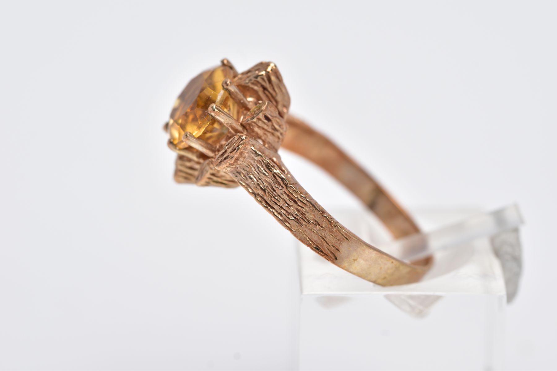 A 9CT GOLD SINGLE STONE CITRINE RING, a round mixed cut citrine measuring approximately 8.0mm in - Image 2 of 5