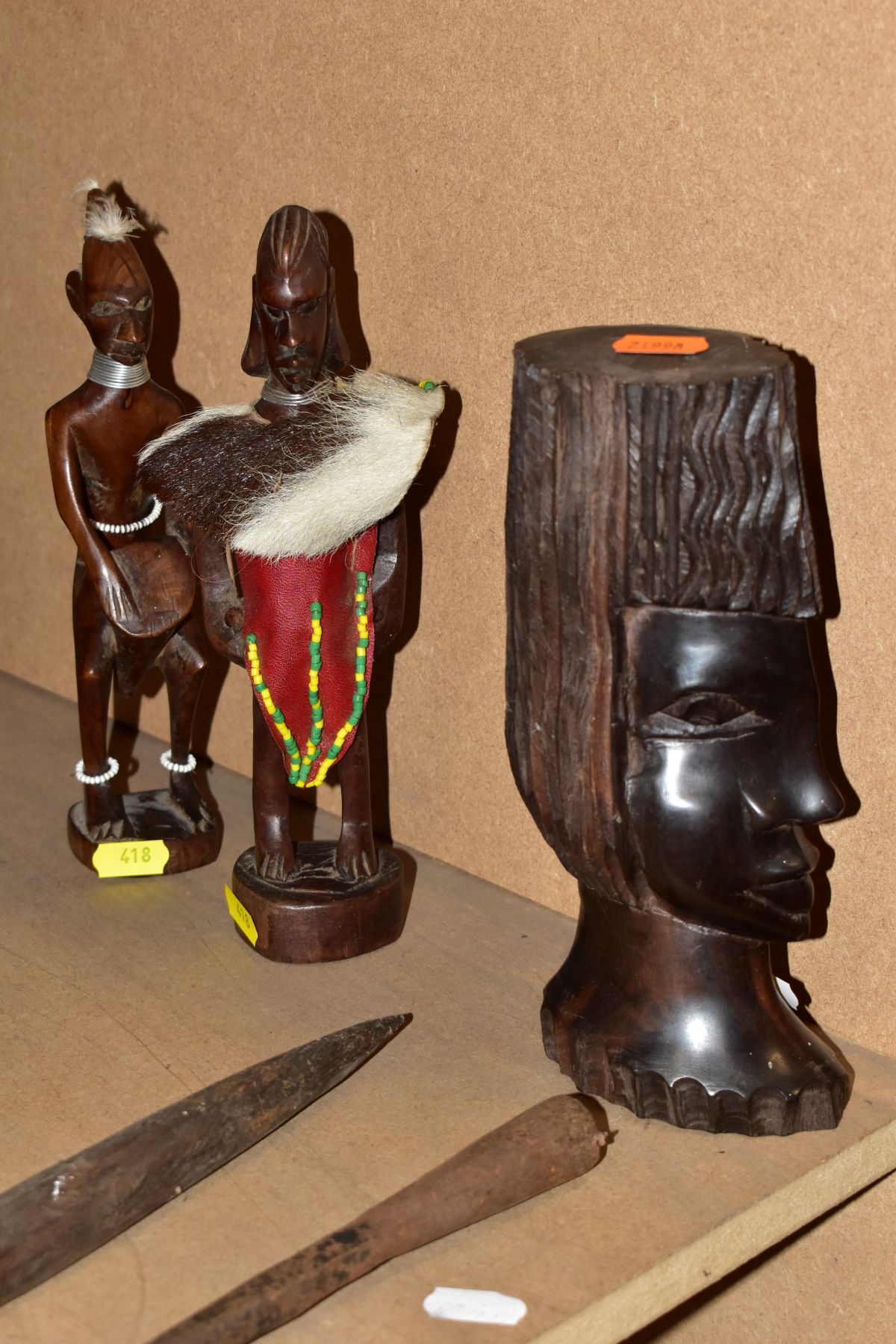 NATIVE ART INTEREST to include a hardwood carving of men climbing over each over, height - Image 4 of 14