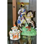 AN EARLY 19TH CENTURY STAFFORDSHIRE PEARLWARE FIGURE GROUP OF ST. GEORGE AND THE DRAGON, modelled