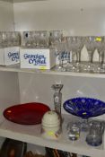 A SMALL COLLECTION OF GLASS, comprising eight Royal Brierley wine glasses, seven Georgian crystal