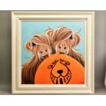 JENNIFER HOGWOOD (BRITISH 1980) 'IT'S MY TURN' a limited edition print of Highland Cattle with a