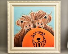 JENNIFER HOGWOOD (BRITISH 1980) 'IT'S MY TURN' a limited edition print of Highland Cattle with a