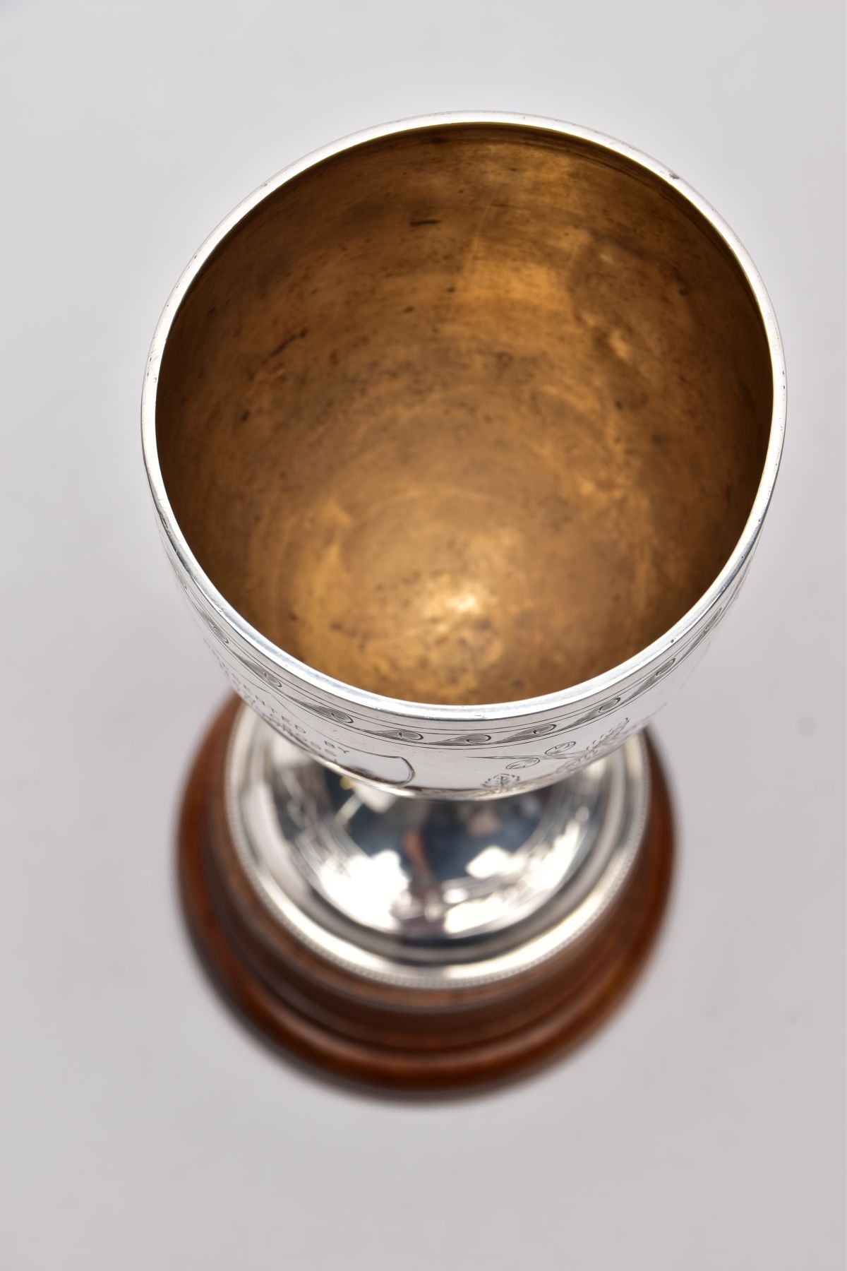 A LATE VICTORIAN SILVER TROPHY CUP, engraved foliate and bird design, engraved inscription ' - Image 8 of 8